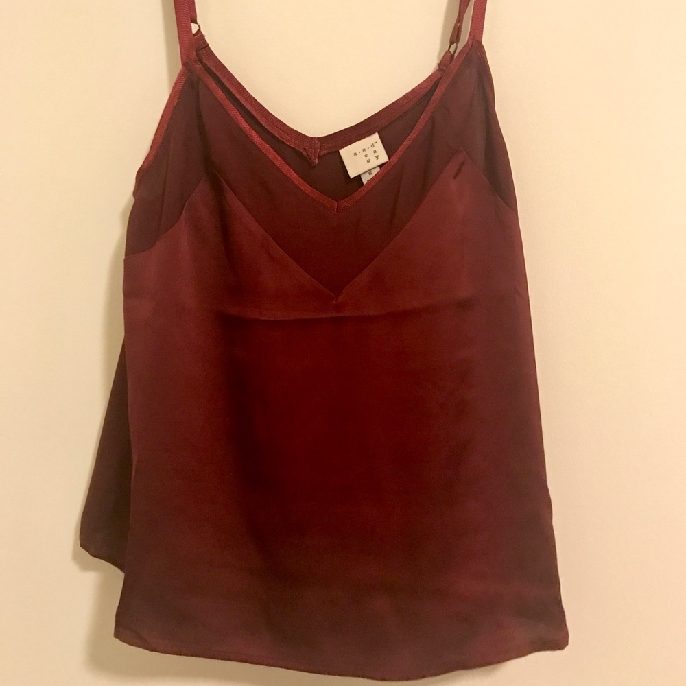 A.new.day crimson silk-like camisole. NWT. Size S